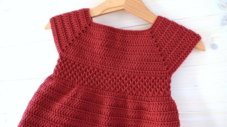 How to crochet a children's Tunisian crochet smock stitch dress - The Penelope Dress
