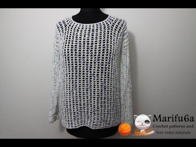 How to crochet easy pullover sweater for beginners all sizes by marifu6a