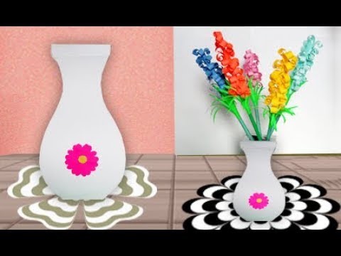 How to make a flower vase using paper | making a flower vase at home