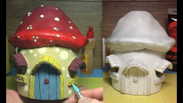 How to Make  a Paper Clay Mushroom Fairy House Night Light