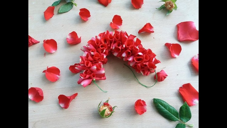 How to String Rose Petals garland | Easy Method to string Red Rose Petals garland