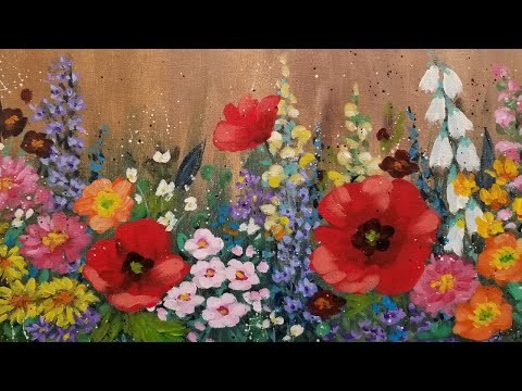 Impressionist Flower Garden Acrylic Painting Tutorial LIVE