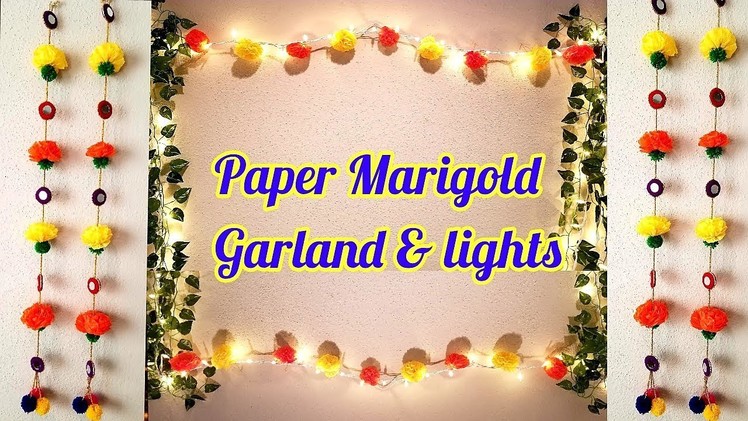 Marigold Paper flower & mirror garland | Diwali home decor