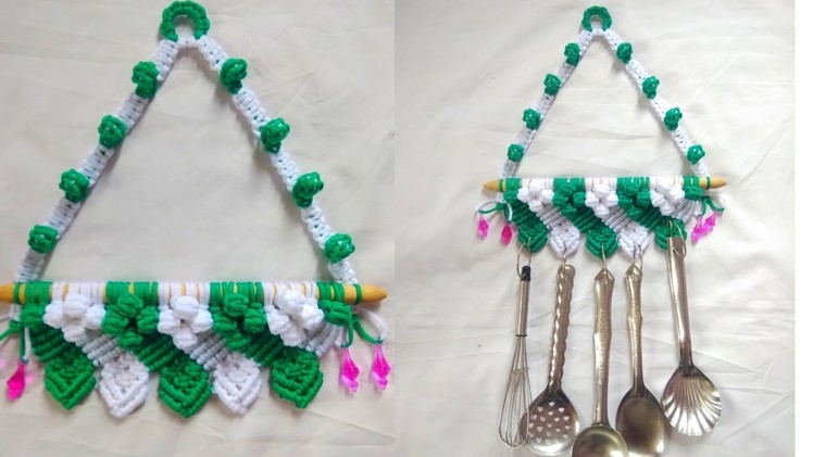 New design of  macrame kitchen ladle.spoon hanger