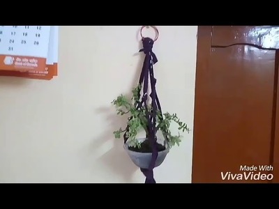 NO-92 Use of old T-shirt.use of waste material as a plant hanger.DIY.