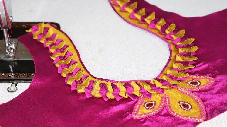 Patch Work Design for Saree Blouse Cutting and Stitching 2018