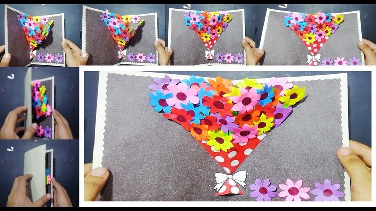 Pop Up Card: 3D card DIY paper craft tutorial east step by step origami