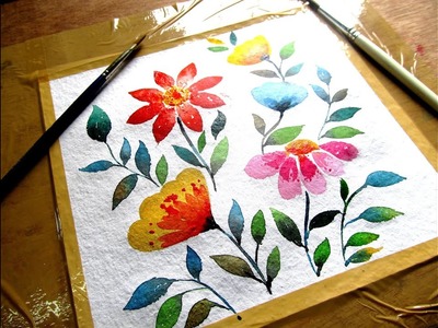 Simple flower painting with watercolor, watercolor painting for beginners, paint with david