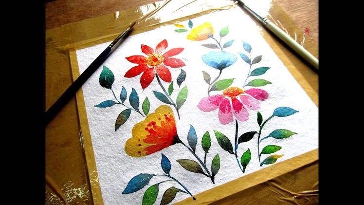 Simple flower painting with watercolor, watercolor painting for beginners, paint with david