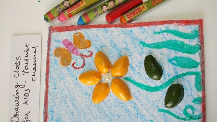 Simple greeting card making using pista pistachio shells. pista recycling craft ideas