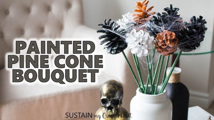 Simple Non-Spooky DIY Decor! Glittering Halloween Pine Cone Flowers Tutorial