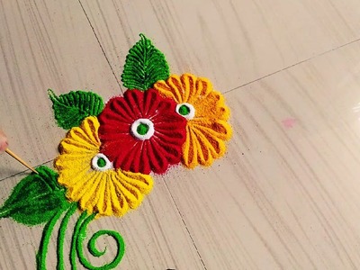 Small & easy rangoli designs with flowers.Rangoli by jyoti Rathod