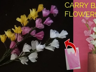 Super easy flower sticks made using thin polythene carry bag | recycled best of waste flowers