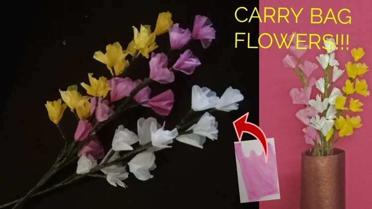 Super easy flower sticks made using thin polythene carry bag | recycled best of waste flowers
