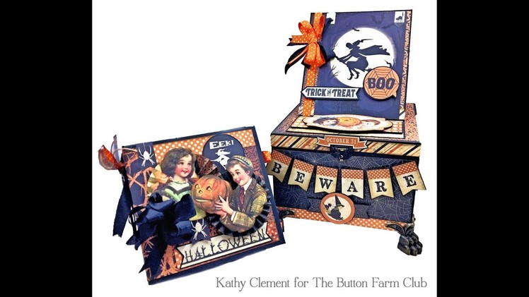 The Button Farm Club Authentique Nightfall Halloween Treat Box and Mini Album Kit