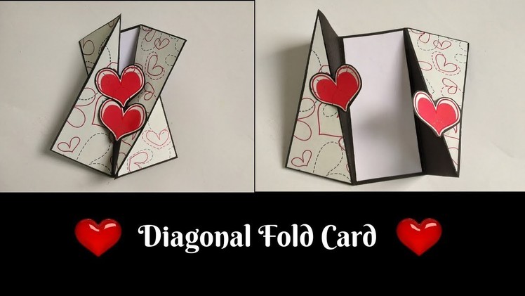 Diagonal Fold Card Tutorial | Handmade Valentines Day Card | Card for loved one