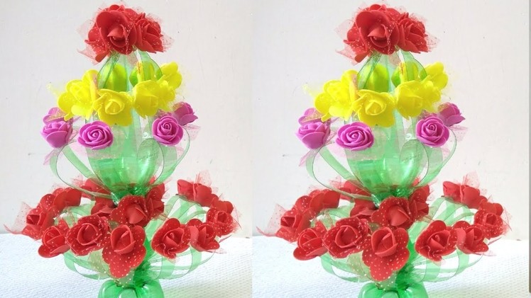 DIY Guldasta.Make Amazing Foam Rose Flowers Guldasta.Foam Flower Pot New Model.Plastic Bottle Craft