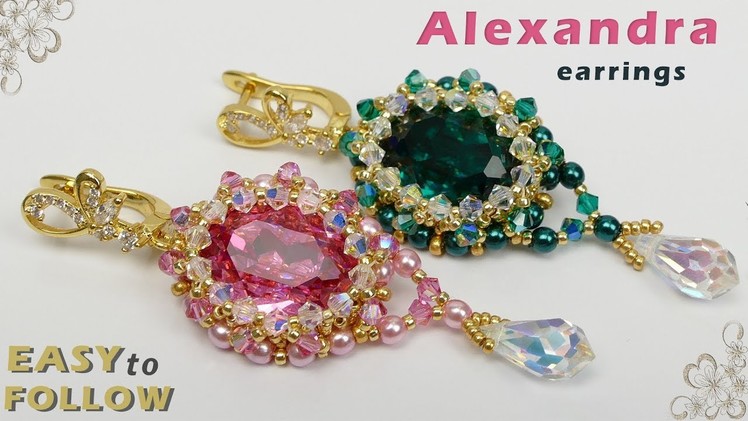 Earrings "Alexandra" tutorial, swarovski  18*13