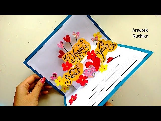 Handmade Happy New Year Card, Pop up Card, Beautiful Cards at Home