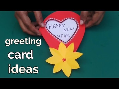 Happy New year greeting cards tutorial | greeting card making ideas Handmade | heart greeting card
