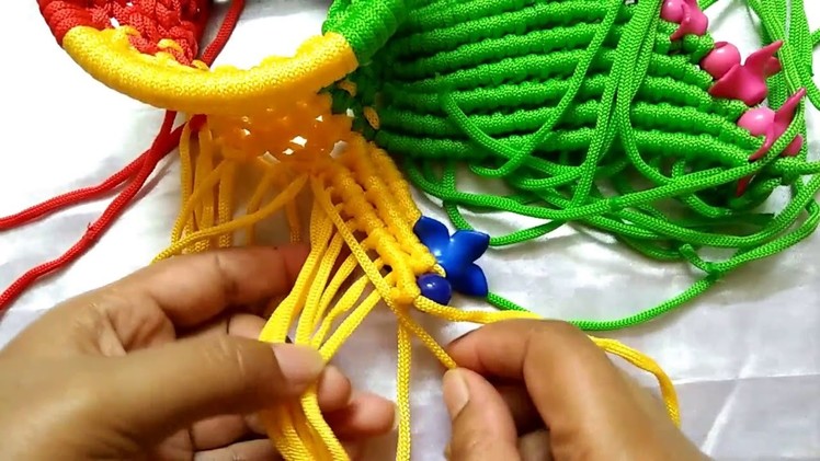 WASTAGE Macrame Flower wall hanging.Colourful Macrame flowers wall hanger Design tutorial