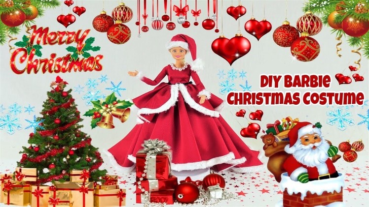 DIY Barbie Christmas Dresses. Christmas Outfits for Barbie.  Making Easy  Clothes for Barbies