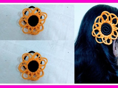 Macramè hair accessories.diy.Macrame flower