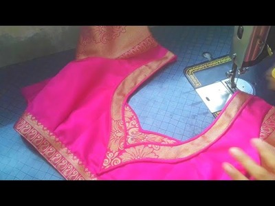 Patchwork design easy to nauwari saree blouse back neck design|Very simple and very easy blouse cut