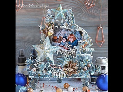 Winter Stars. Mixed Media Altered Easel Tutorial for Winter Magic Hop