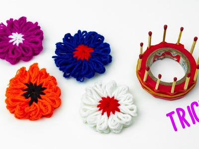 3d Woolen Flower Making idea for Hand embroidery Amazing Trick#New Flower Design