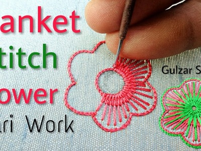 Gulzar Stitch: Blanket Stitch Flower | Aari Work For Beginners | Hand Embroidery