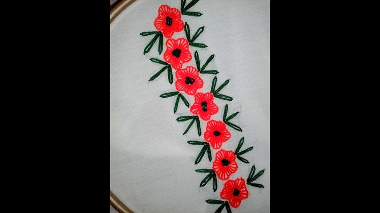 Hand Embroidery : Border Design | Button Hole Stitch .