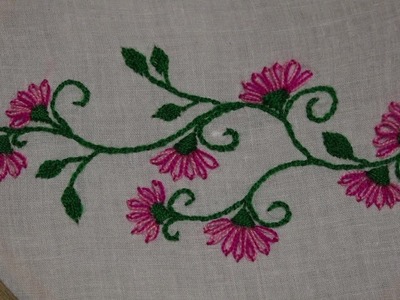 Hand Stitch : Satin Stitch & Lazy Daisy Stitch Embroidery : Flower Embroidery