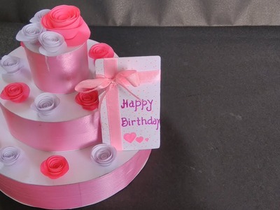 How to make : Birthday special Beautiful Paper Cake | Dinesh Arts