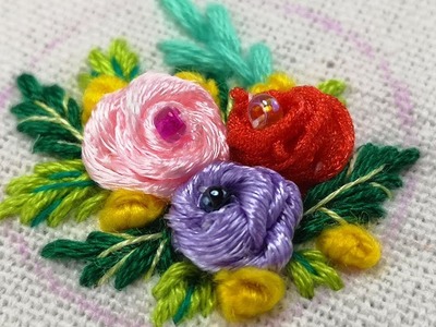 How to make Twirled Ribbon Roses - Hand Embroidery Design