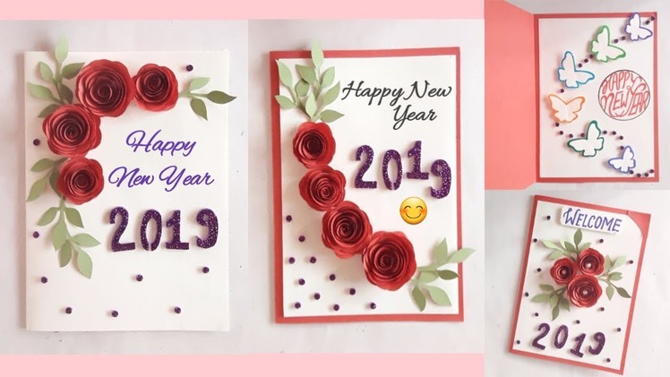 New  year  greeting  card || greeting card idea for New year || easy to make