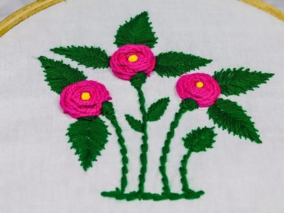 Roses with Woven Wheel Stitch-Rosas en Puntada Telaraña-Hand Embroidery Brazilian Embroidery ( Rose)