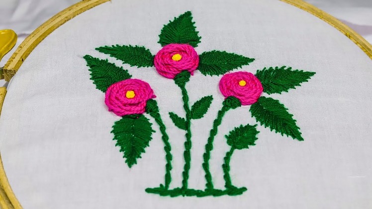 Roses with Woven Wheel Stitch-Rosas en Puntada Telaraña-Hand Embroidery Brazilian Embroidery ( Rose)