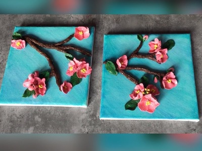 Sakura|clay canvas | cherry blossom |3d canvas art : wall decor