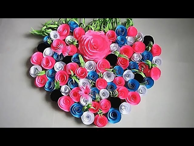 Wall Decoration Ideas | Beautiful Wall Hanging Making at Home | Paper Flower Wall Hanging з8