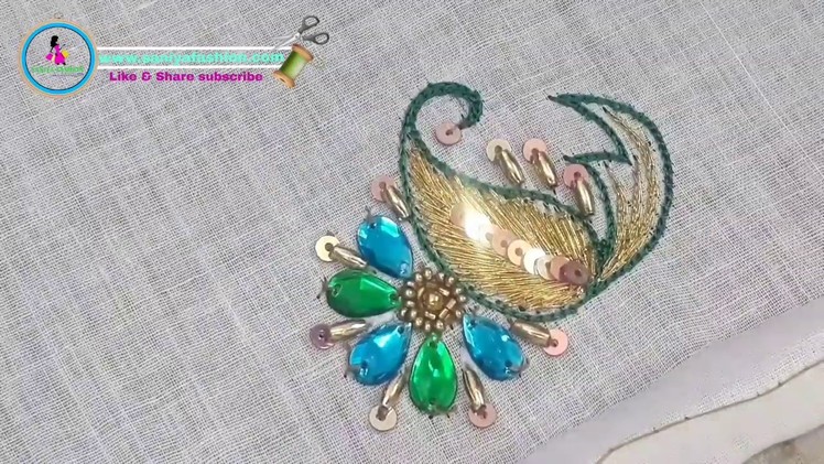 Aari Work Mango Design Hand embroidery work Aari stitches