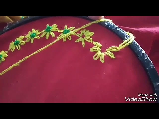 Beautiful & Simple hand Embroidery . Boat neck & Back neck border design