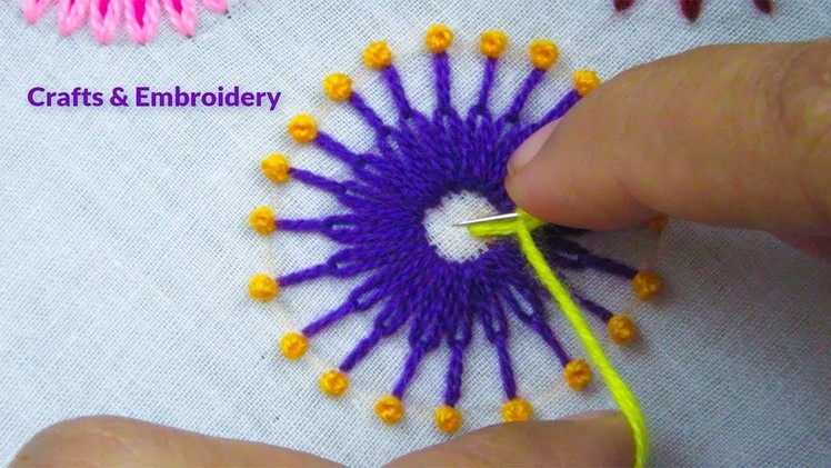 Hand Embroidery, 3 Different Type Flower Embroidery Tutorial, Double Color Lazy Daisy Stitch