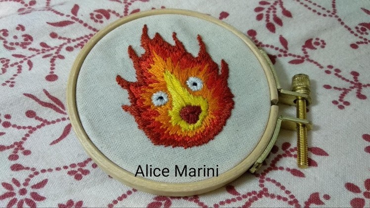 Hand Embroidery: Calcifer -"Howl's Moving Castle"