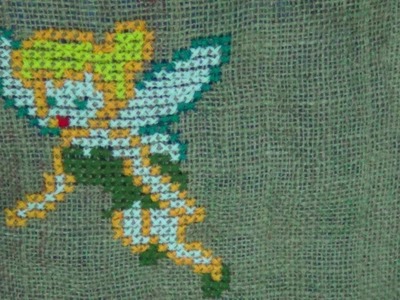 Hand Embroidery : Cross Stitch Embroidery : Fairy Tinkerbell ( Cartoon Pattern )