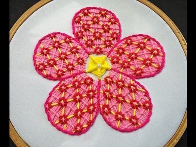 Hand Embroidery - Fantasy Flower Stitch | Fantasy Flower Embroidery | Fancy Flower Hand Embroidery
