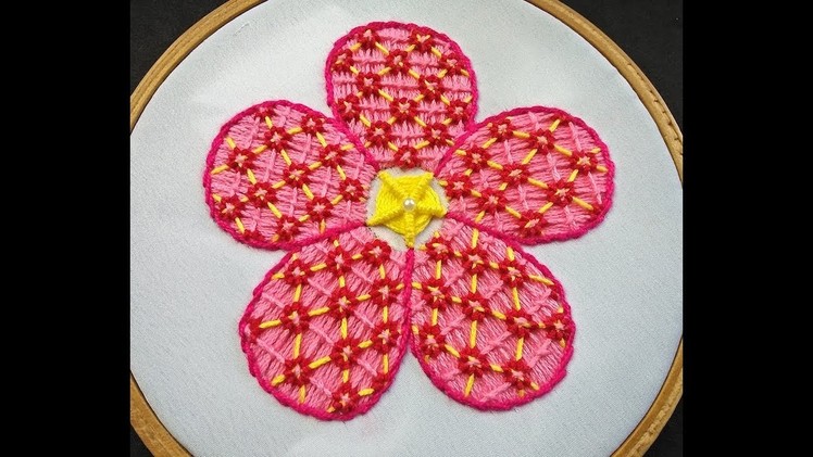 Hand Embroidery - Fantasy Flower Stitch | Fantasy Flower Embroidery | Fancy Flower Hand Embroidery