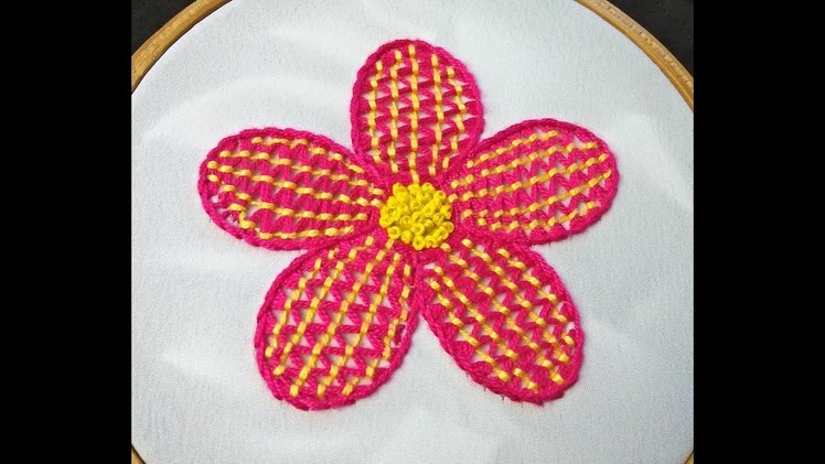 Hand Embroidery - Fantasy Flower Stitch | Fancy Flower Embroidery | Flower Embroidery Design
