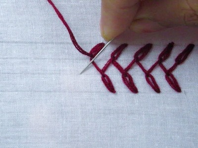 Hand Embroidery, Feathered Chain Stitch, Border line embroidery, Basic Embroidery for beginner