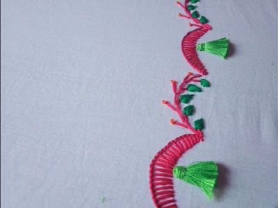 Hand embroidery. Hand embroidery stitches for beginners.  Borderline embroidery.